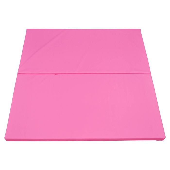 Pink 150cm x 120cm x 4cm Gymnastics Mat - 2-Piece Folding Gym Exercise Yoga Mat
