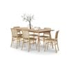 Bruno 7 PCE Rectangular 180cm Dining Set with Natural Rattan Bentwood Chairs