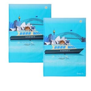 IDC Homewares Set of 2 Christopher Vine Design Tea Towels Sydney Harbour
