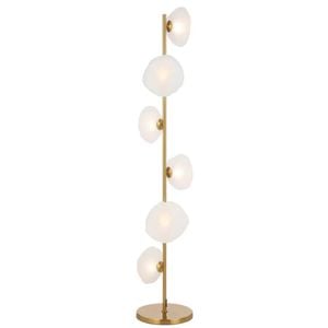 Telbix Zecca Contemporary Standing Floor Lamp Light Metal Glass Antique Gold Frost Gloss