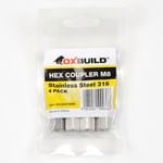 Oxbuild M8 316 Stainless Steel Hex Coupler - 4 Pack