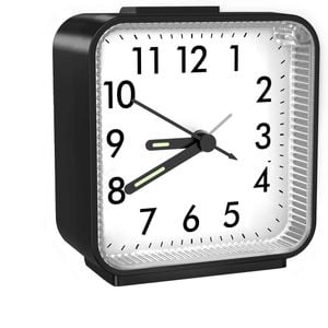 Small Analog Alarm Clock, Silent No Ticking, Snooze, Luminous, Easy Set