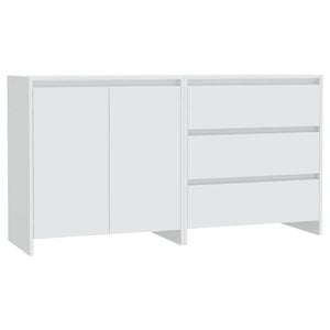 vidaXL Sideboard 2 Piece White Composite Wood Highboard Console Side Cabinet