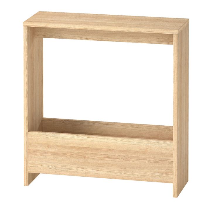 Levede Side Table with Magazine Rack Slim Narrow in Oak Colour