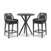 Houston Outdoor 90cm Round Aluminium Bar Table Charcoal With 2 Hugo Stools & Carbon Grey/denim Grey Cushions