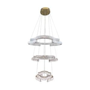 Element Lighting JENGA 3 Tier Crystal Chandelier Tri-colour LED (Gold)