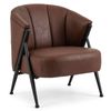 Costway Comfy Armchair Single Sofa PU Upholstery Metal Leg Office-Brown