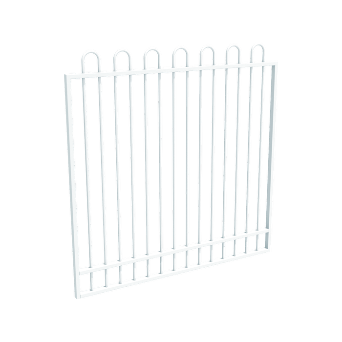 ProtectorAl 1201 - 1500 x 1500mm Pearl White Aluminium Garden Gate Loop Top With Mid Rail