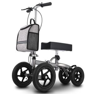 Altus Bariatric Knee Scooter Walker Foldable All-terrain 12 Inch Pneumatic Tires - Titanium
