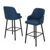 Familand Faux Leather Bar Stools Set Of 2 Navy Upholstered Barstools With Backrest Footrest