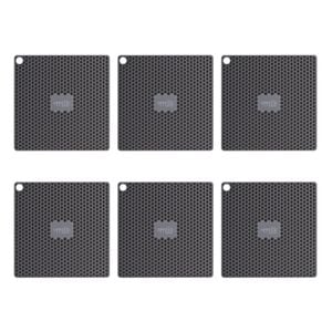 6PK Appetito Silicone Square Trivet Table Mat 17.3cm - Charcoal