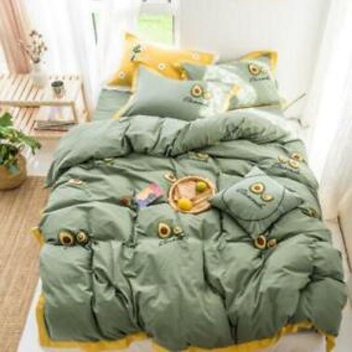 3D Avocado Green 180 Bed Pillowcases Quilt King Single Size