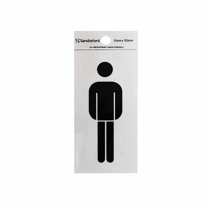 Sandleford 100 x 50mm Mens Symbol Silver Self Adhesive Sign