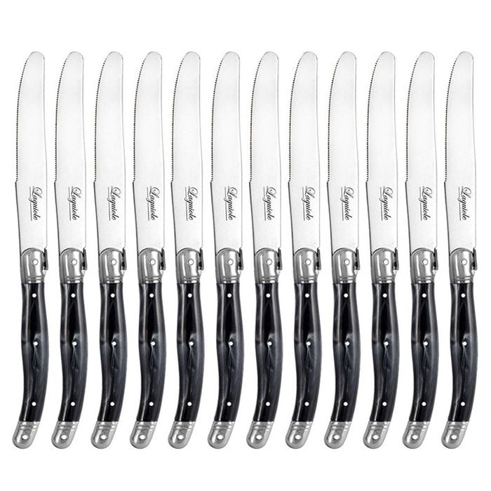 12pc Laguiole Etiquette 23.5cm Cheese Knife - Marble Black