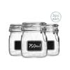 Bormioli Rocco 3pc Lavagna Glass Storage Jar Set with Chalkboard Labels - Food Pasta Jam Preserving Jars - 750ml