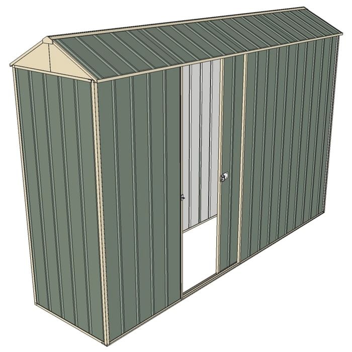 Build-a-Shed 0.8 x 3 x 2.1m Gable Single Sliding Side Door Shed - Green