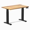 Desky Dual Mini Teak Hardwood Sit To Stand Desk 1000x600mm Matte Black Frame