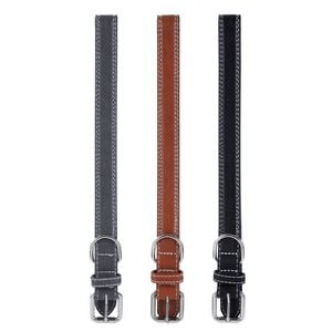 3PK Paws & Claws 45-65cm Leather Look Padded Dog Collar w/ Stitch Large - Assorted
