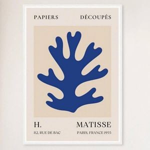 Galrie Papiers Découpés Blue H. Matisse Print (1955) Elegant for your Home, White Frame, A0 84 x 119cm (33 x 47inch)