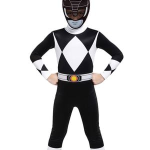 Mighty Morphin Black Ranger Boys Morphsuit Costume - 7-9