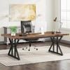 Oakory 180cm Home Office Desk With Rustic Brown Top And Black X Frame