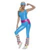 Barbie Exercise Halloween Costume Adult Official Licensed Bodysuit with Belt Leg Warmers Headband, Medium