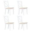 vidaXL 4x Solid Rubber Wood Dining Chairs White and Light Wood Kitchen Chair