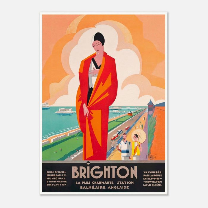 Galrie Brighton Vintage Travel Poster by Roger Broders Charming English Seaside Art, Poster Only, A1 60 x 84cm (23 x 33inch)