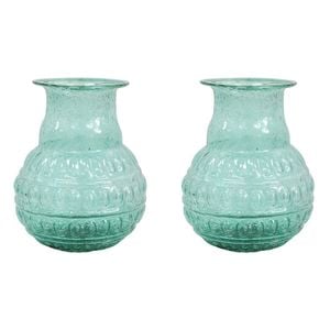 2PK LVD Bud Vase Bubble Glass Home/Lounge Decor Small Green Velvet