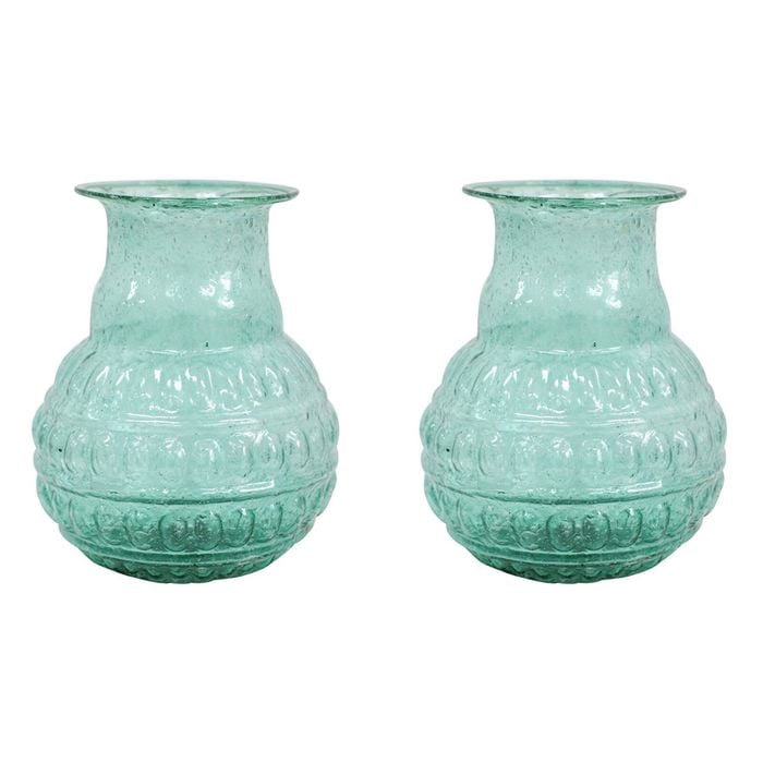 2PK LVD Bud Vase Bubble Glass Home/Lounge Decor Small Green Velvet