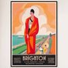 Galrie Brighton Vintage Travel Poster by Roger Broders Charming English Seaside Art, Black Frame, A2 42 x 60cm (16 x 24inch)