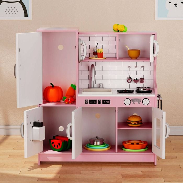 BoPeep Wooden Kids Kitchen Playset Pink Bunnings Australia