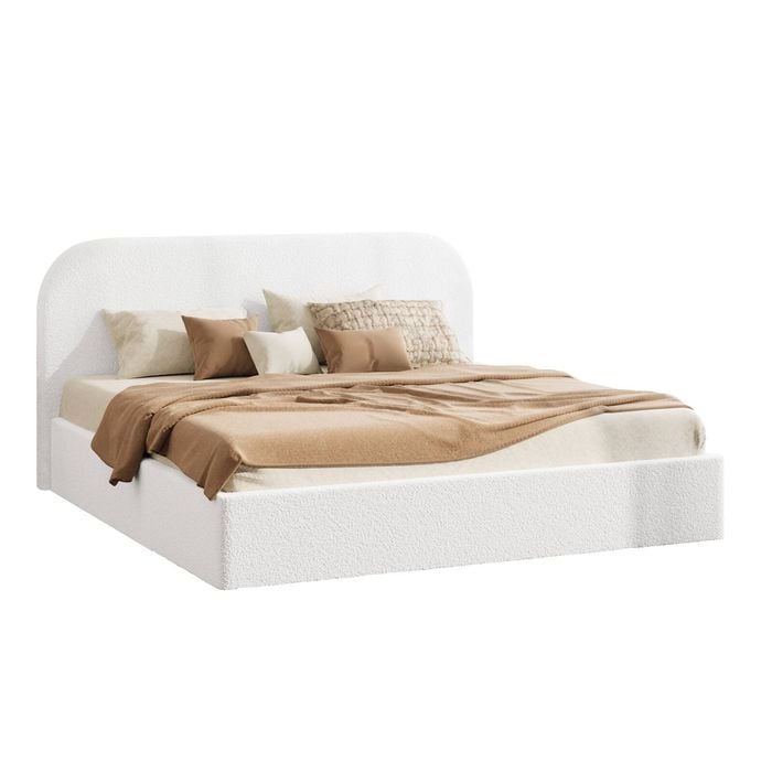 Oikiture Bed Frame King Size Gas Lift Headboard White