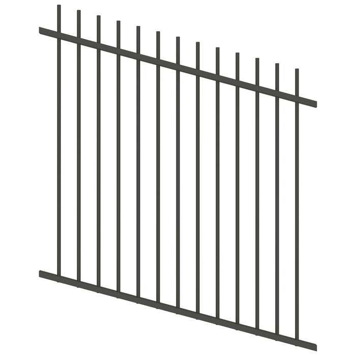 ProtectorAl 350 - 1200 x 1200mm Woodland Grey Raked Up to 15º Picket Top Pool Fence Panel