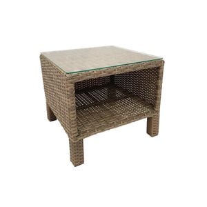 FurnitureOkay Positano Wicker Outdoor Side Table - Soft Taupe