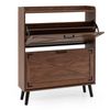 Costway Narrow Shoe Cabinet Wooden Farmhouse Footwear Rack Freestanding Slim Storage Organizer-Brown