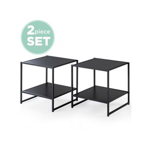 Zinus Wooden Set of Two Bedside Tables - Black