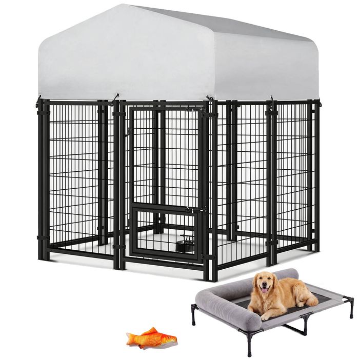 Advwin Large Dog Kennel Heavy Duty Outdoor Enclosure + Elevated Cooling Dog Bed