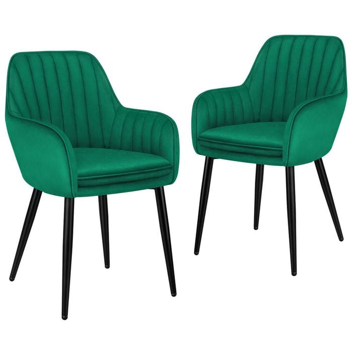 ALFORDSON Set of 2 Dining Chairs Armchair Velvet Green