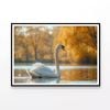 Swans on Autumn Pond View  Print 100% Australian Made 90x60cm  (Poster)