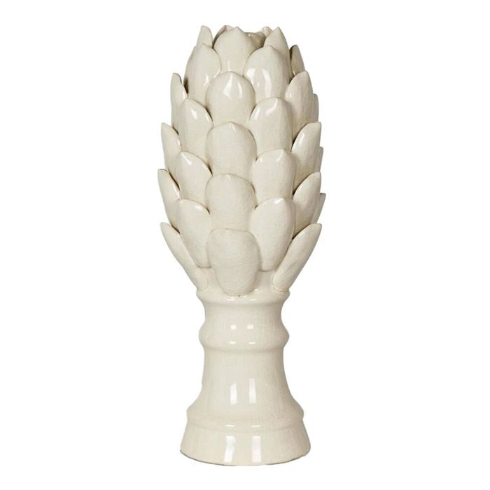 Belle Ceramic Artichoke Sculpture Short 12x27cm - White
