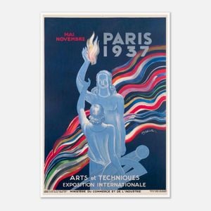 Galrie Vintage 1937 Paris Arts and Techniques International Exhibition Poster Art Décor, Poster Only, A2 42 x 60cm (16 x 24inch)