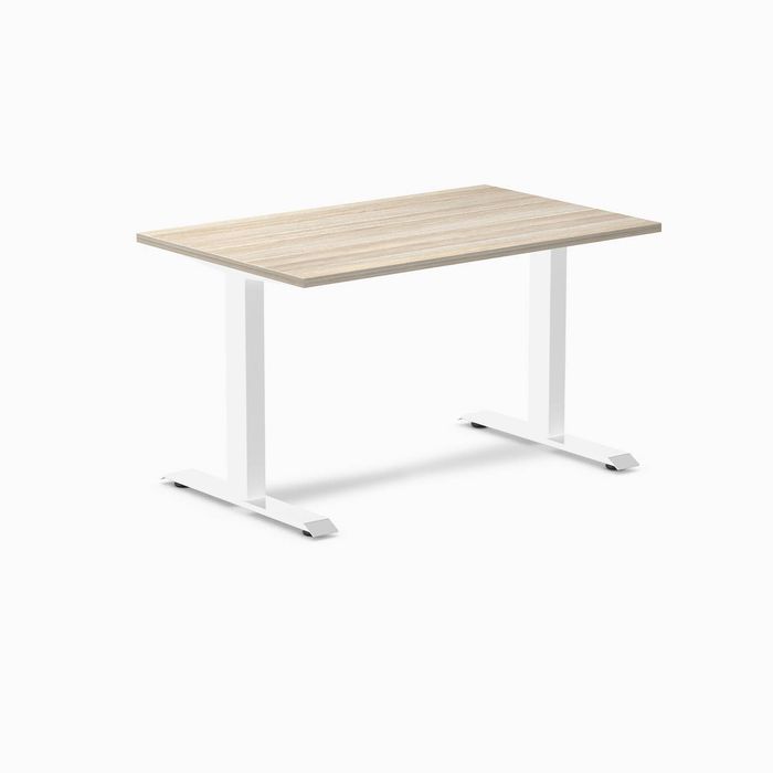 Desky Fixed Height Classic Oak Melamine Desk 120x75cm White Leg