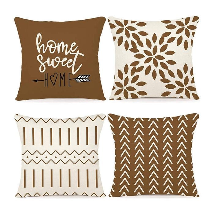 Catzon 4 Pcs Modern Throw Pillow Covers Geometric Flower Pattern for Couch