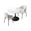 Oikiture 3PCS Dining Table Set Round Table Fabric Dining Chairs White&Black