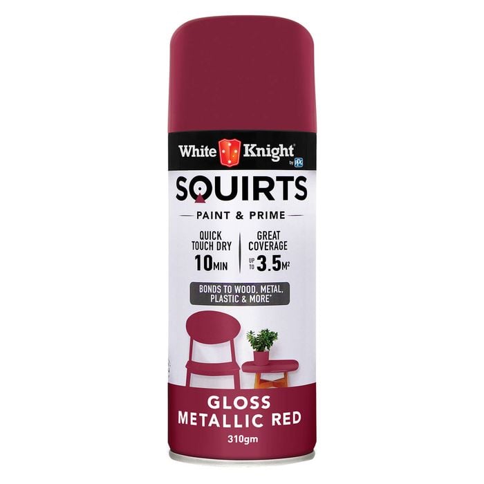 White Knight 310g Metallic Red Gloss Squirts Spray Paint