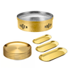 SOGA Kitchenware Bundle – Gold Nordic Plate Set, 26cm Grilling Plate & 28cm DryPot