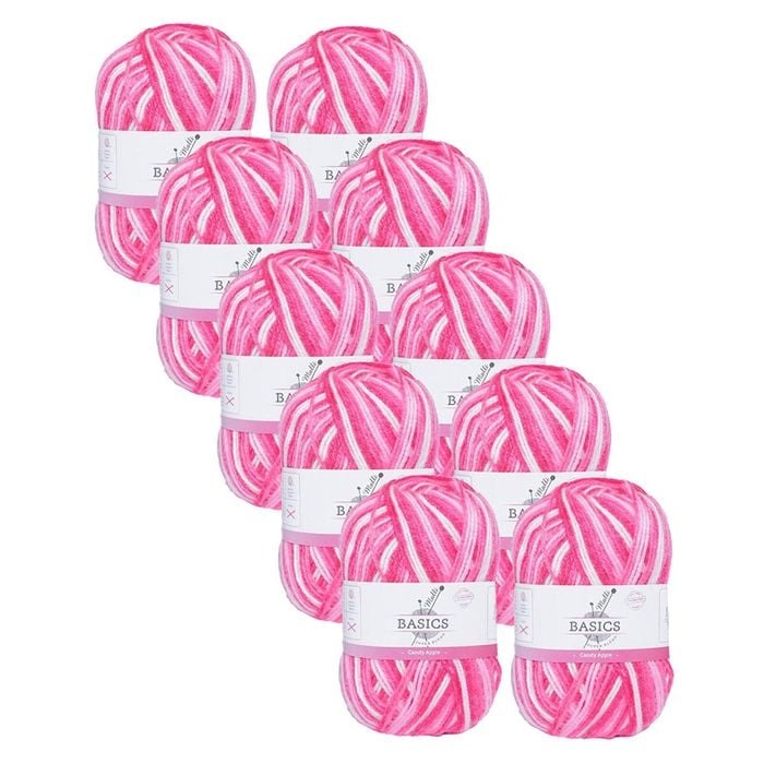 10x Malli 100g Blend Basic Poly/acrylic Candy Apple Multi Colour Yarn