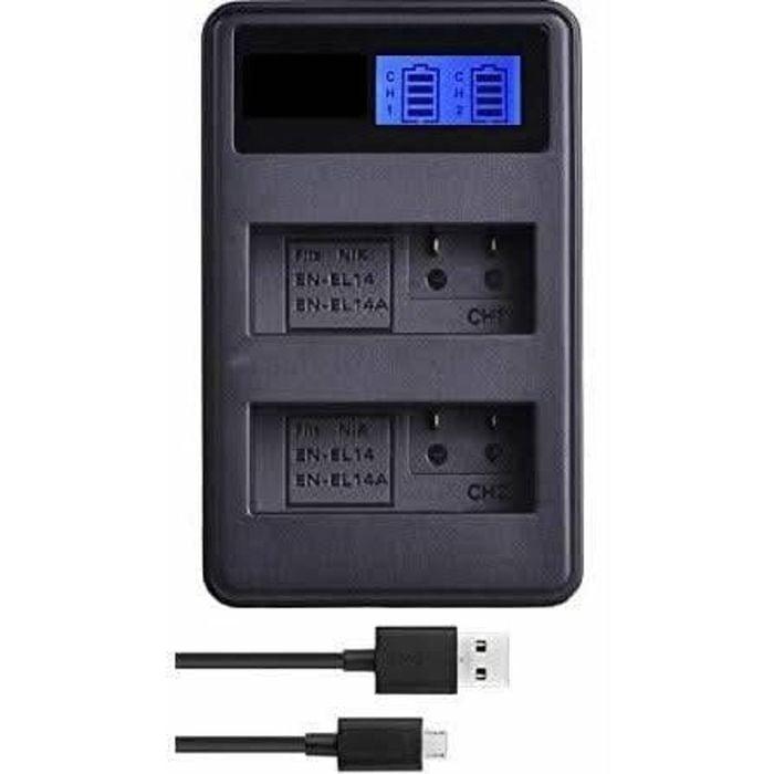En-el14a Lcd Dual Charger For Nikon D3400 D5500 D5300 D5200