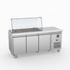 Fed-x Three Door Salad Prep Fridge With Curve Glass Top  - Salad Bar Fridges (xthp3100salgc)